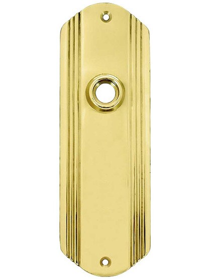 Streamline Deco Forged-Brass Back Plate - No Keyhole in Un-Lacquered Brass.